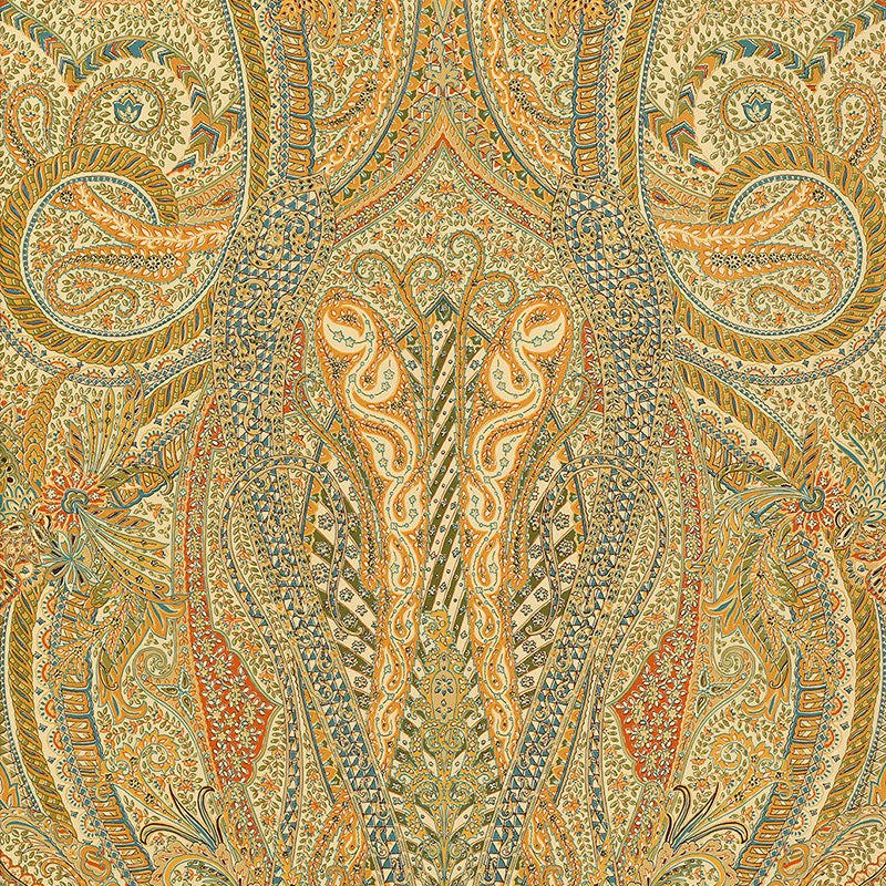 Emile Cachemire Spice by Schumacher - intricate paisley and botanical wallpaper in warm spice tones