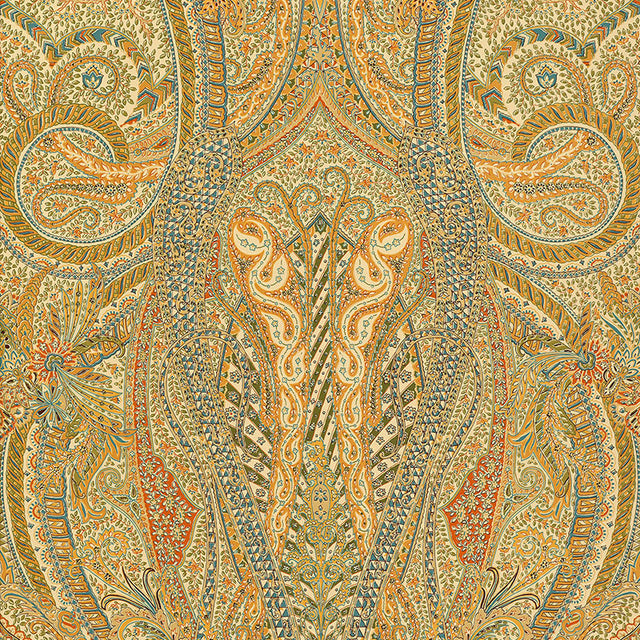 Emile Cachemire Spice by Schumacher - intricate paisley and botanical wallpaper in warm spice tones