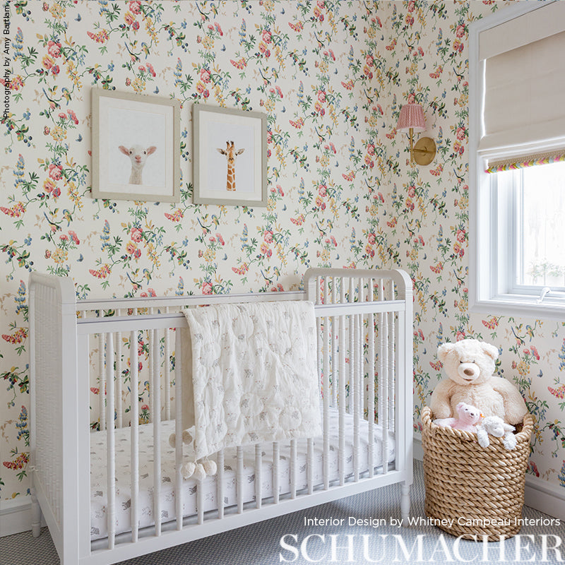 Chickadee Floral Sky by Schumacher Greenhouse Collection Wallpaper – Schumacher 5004362