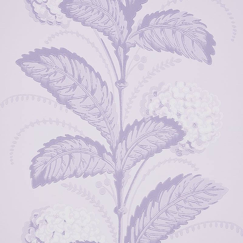 Hydrangea Drape Lilac by Schumacher Hobe Erwin Collection Large-Scale Floral Stripe Wallpaper – Schumacher 5004457