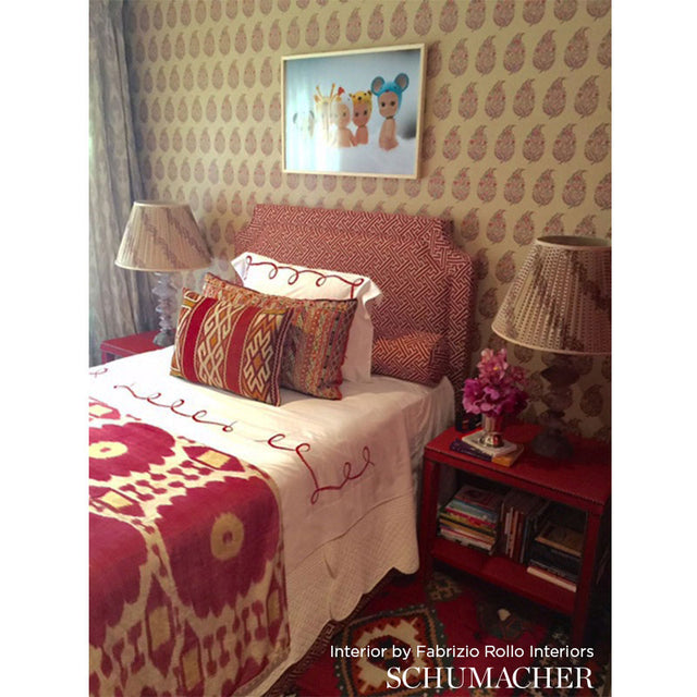 Rajasthan Paisley Silver by Schumacher Greenhouse Collection Surface Print Washable Wallpaper – Schumacher 5004474