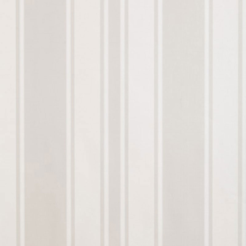 Morgan Stripe wallpaper in greige by Schumacher, designed by Matthew Patrick Smyth, featuring a classic vertical stripe pattern.