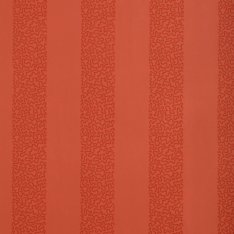 Beekman Stripe wallpaper in coral by Schumacher, designed by Matthew Patrick Smyth, featuring a modern stripe pattern.