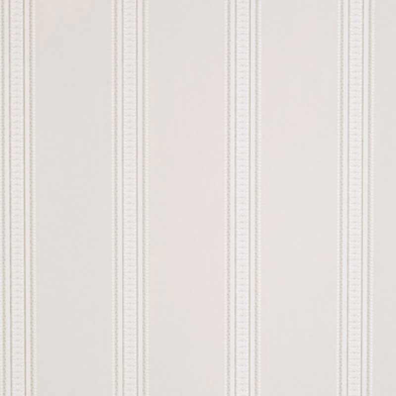 Lorraine Stripe wallpaper in Limestone by Schumacher, featuring a delicate lacy decorative stripe inspired by antique wallpaper swatches.