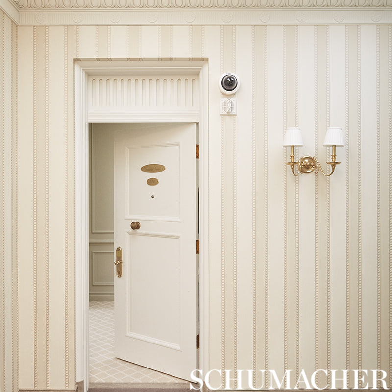Lansdowne Strie Stripe Coral by Schumacher Classic English Stripe Wallpaper – Schumacher 5004622