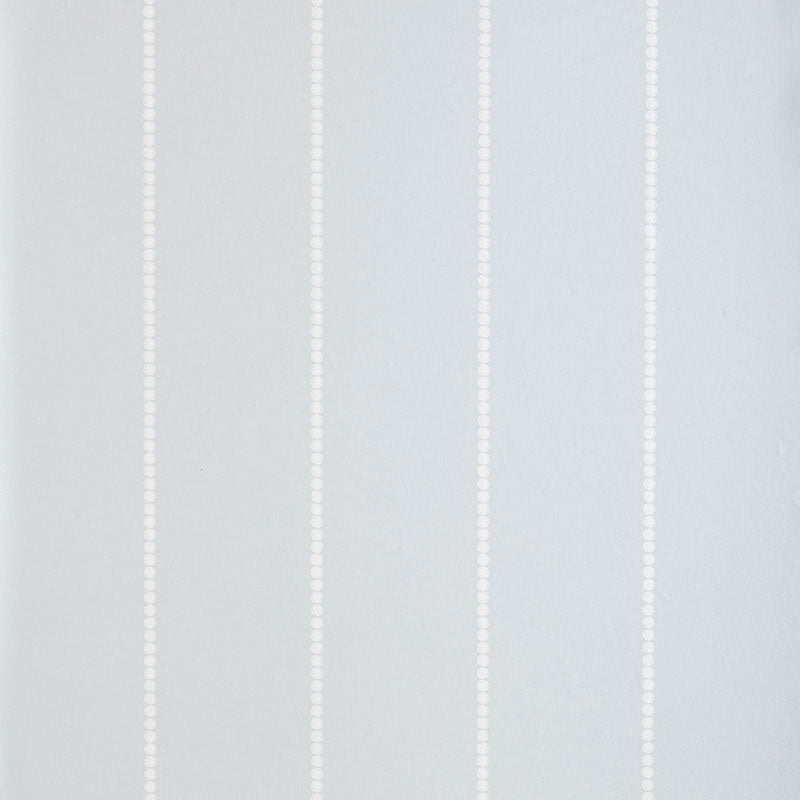Gabrielle Stripe Mineral wallpaper by Schumacher, featuring beaded vertical stripes in a soft mineral blue colorway.