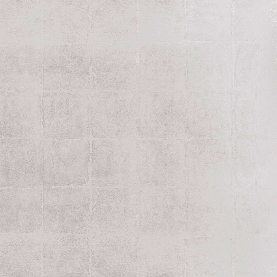 Silver Leaf wallcovering with real metal leaf squares in a shimmering silver finish.
