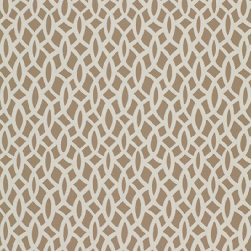 Chain Link wallpaper in Flax by Schumacher, featuring a geometric interlocking pattern in neutral tones.
