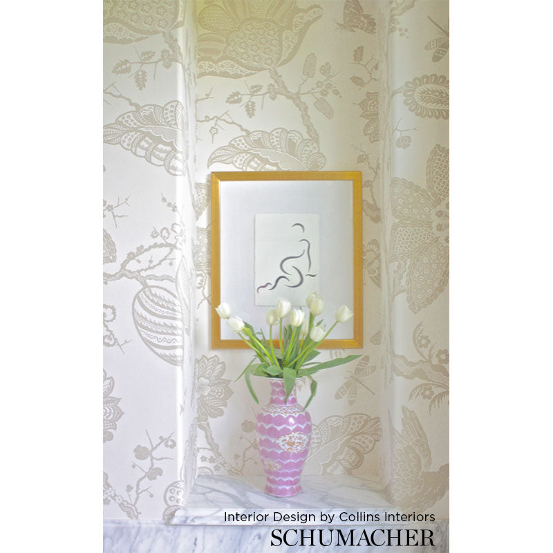 BALI VINE Sandstone by Schumacher Modern Nature Collection Hand-Screened Botanical Wallpaper – Schumacher 5005001