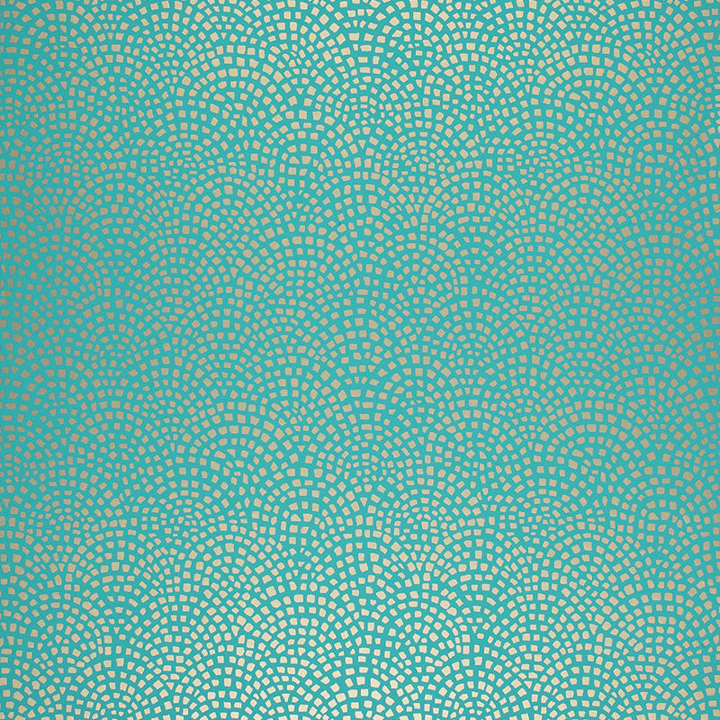 Mosaic turquoise geometric wallpaper by Schumacher, Modern Nature Collection, SKU 5005043