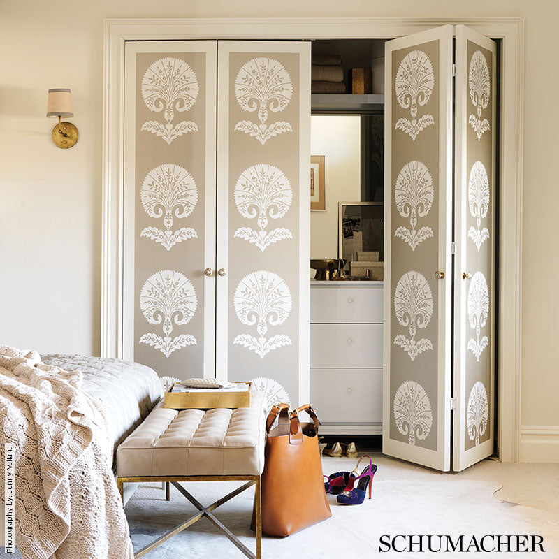 Ottoman Flower Paprika by Schumacher Modern Nature Damask Wallpaper – 5005083