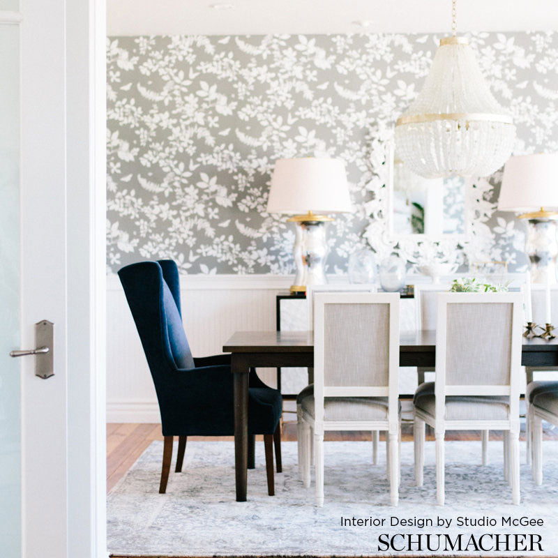 Shadow Vine Charcoal by Schumacher Modern Nature Botanical Wallpaper – Schumacher 5005103