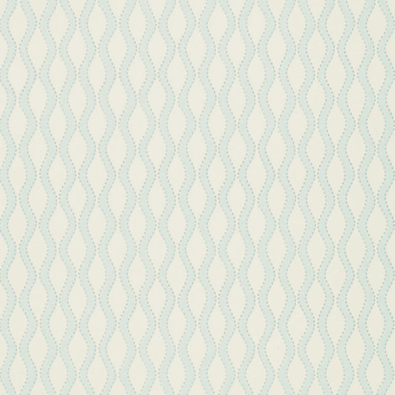 Ribbon Wave wallpaper in Mineral by Schumacher, featuring an undulating wave pattern with dotted accents on a textured ground.