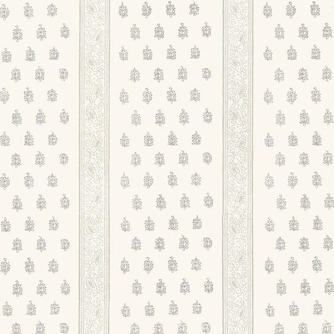 Katsura Stripe wallpaper in Oyster by Schumacher, featuring delicate floral and stripe patterns in a classic hand-block style.