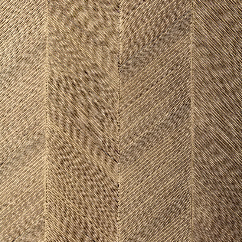 Chevron Texture wallcovering in Sable with raised diagonal stripes and metallic luster by Schumacher.
