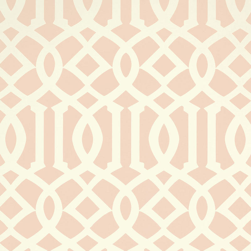 Imperial Trellis II Blush by Kelly Wearstler geometric trellis wallpaper by Schumacher