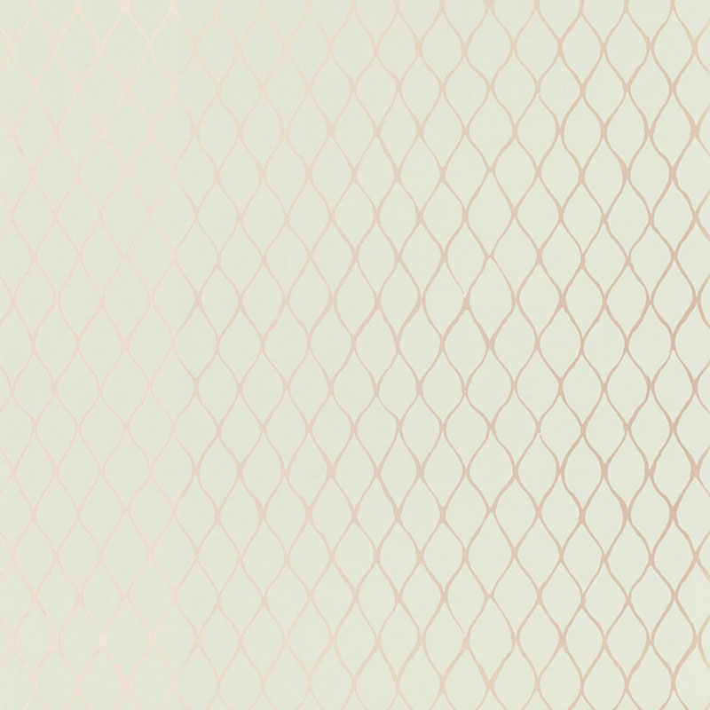 VALENCIA Mist wallpaper by Schumacher features a subtle geometric lattice pattern in a soft, neutral colorway.