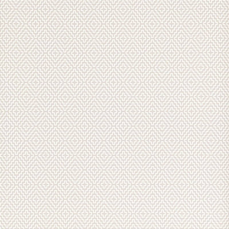 SOHO DIAMOND wallpaper in Stone by Schumacher, geometric diamond pattern wallcovering, styled in a modern interior.