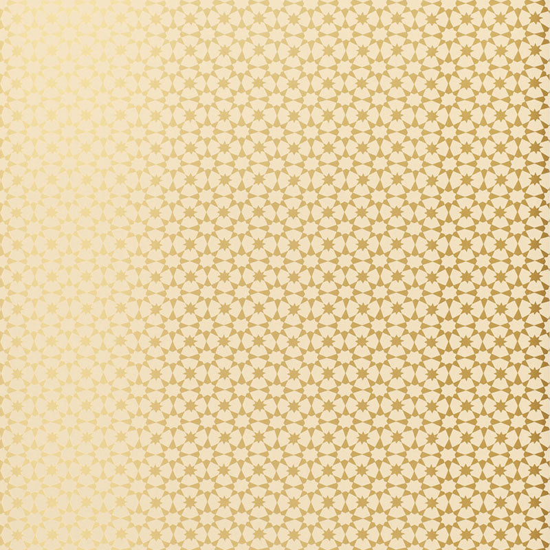 Medina gold geometric wallpaper by Schumacher featuring a repeating star pattern in gold on a cream background.