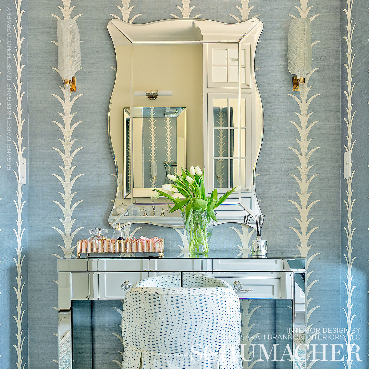 Acanthus Stripe Sisal Chambray by Schumacher – Celerie Kemble Designer Wallpaper – 5006056