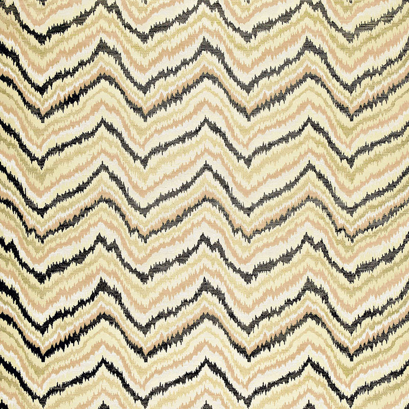 Flame Sisal Waltz by Schumacher - Multicolored zigzag bargello pattern wallcovering on woven sisal, designed by Celerie Kemble.