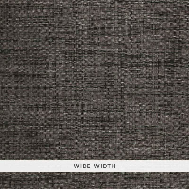 Weston Raffia Weave wallpaper in Charcoal by Schumacher, featuring a textured, woven look in a dark neutral tone.