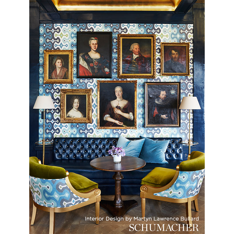 Darya Ikat Sidewall Sky by Schumacher Modern Ikat Wallpaper – Schumacher 5006652