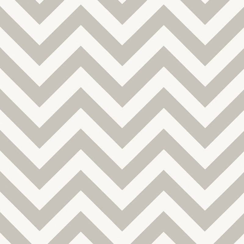 Chevron stripe wallpaper in dusk colorway by Schumacher, styled in a modern entryway.