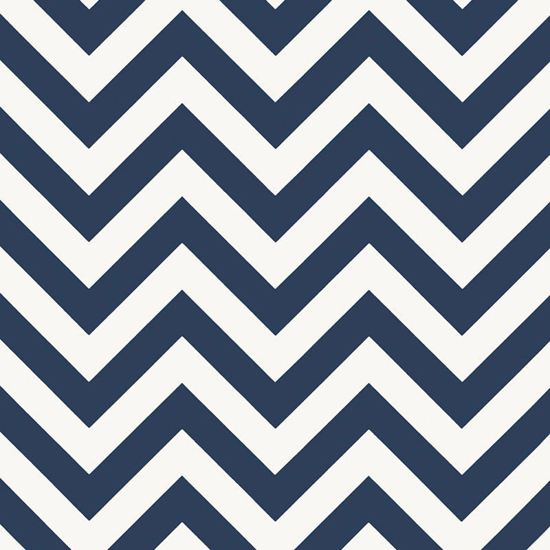 FEZ Lapis by Schumacher, a bold chevron stripe wallpaper in blue and white, designed by Martyn Lawrence Bullard