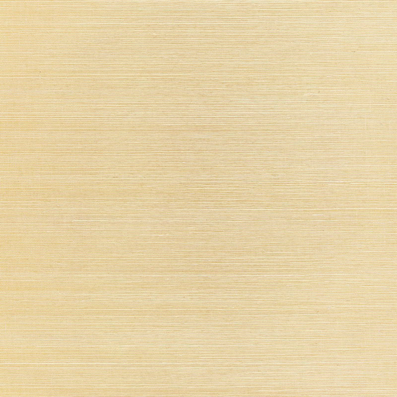 Haiku Sisal Citrine grasscloth-style wallpaper in a soft yellow hue by Schumacher