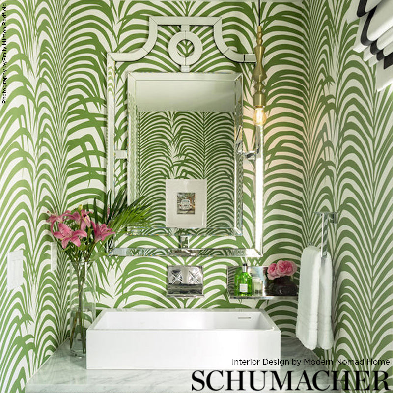 Zebra Palm Jungle by Schumacher Bold Palm Frond Wallpaper – Schumacher 5006931