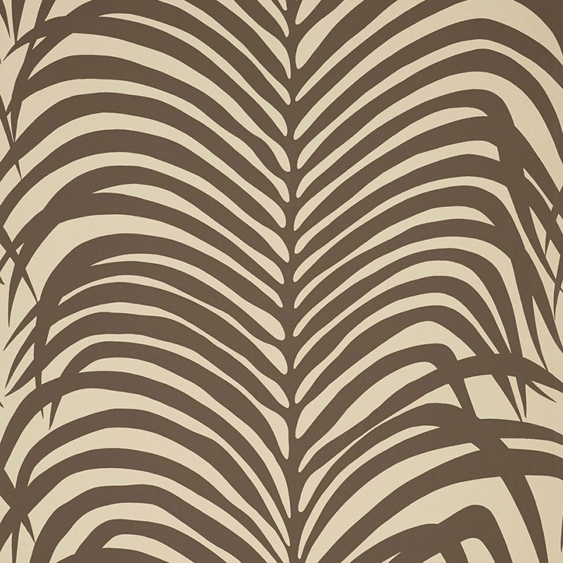 Zebra Palm wallpaper in Java by Schumacher, featuring bold palm leaf silhouettes for a striking, modern look.
