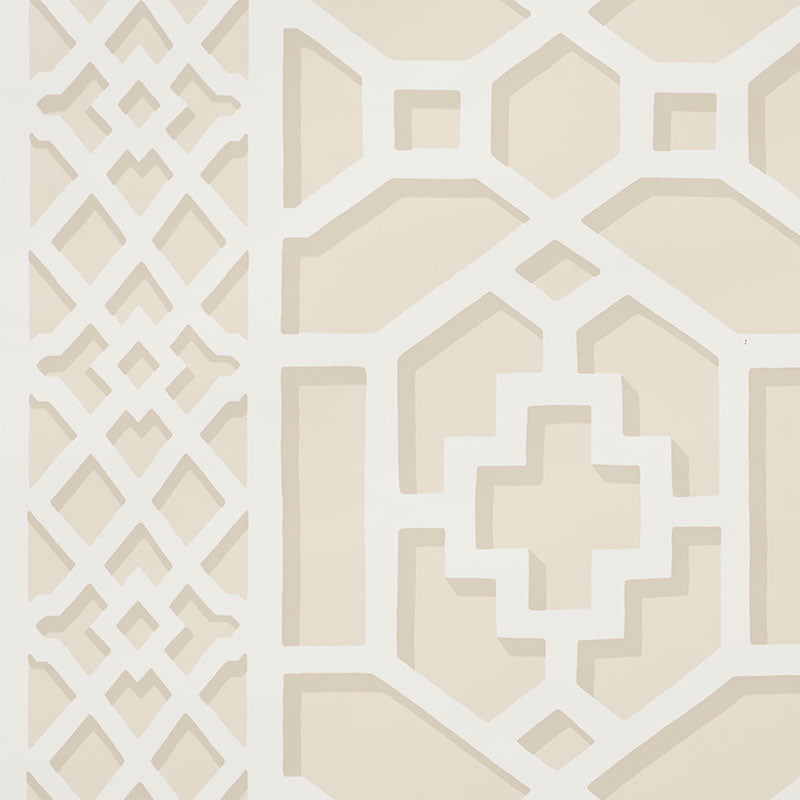 Zanzibar Trellis Sand by Schumacher Modern Geometric Trellis Wallpaper – Schumacher 5006945