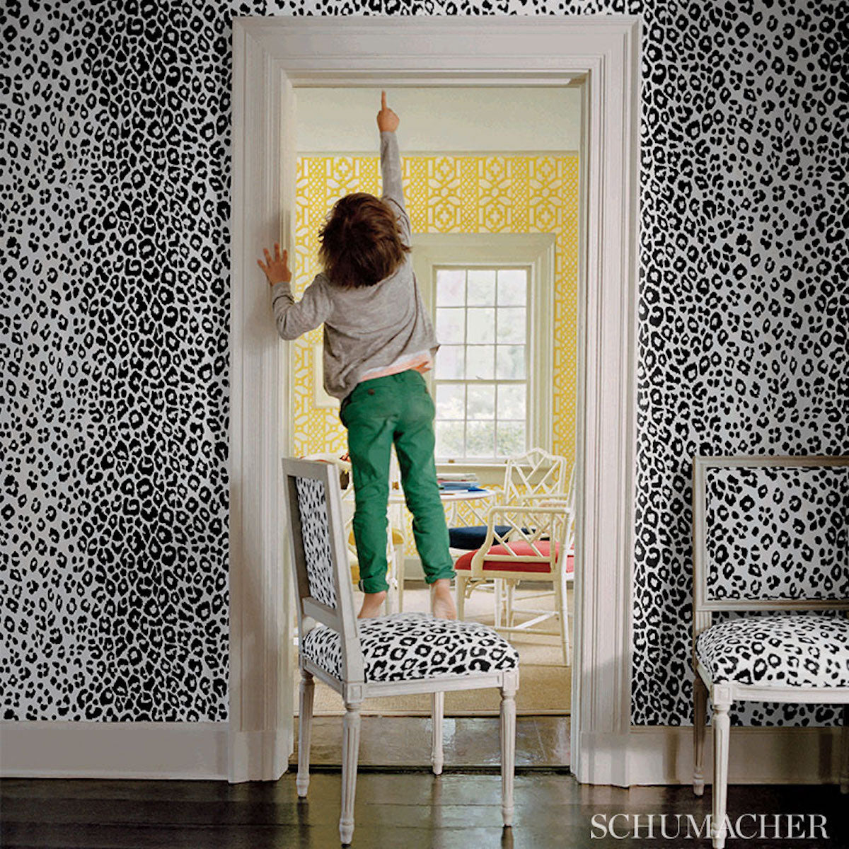 Iconic Leopard Graphite by Schumacher Bold Animal Print Wallpaper – Schumacher 5007012