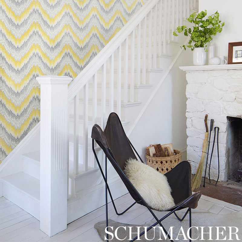 PETIT FEU Cadmium Chevron Wallpaper – Schumacher Print Happy Collection 5007080