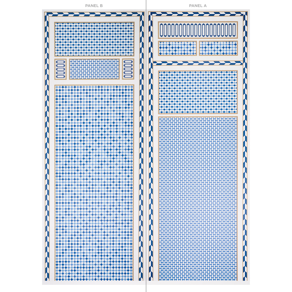 ROBINCHON PANEL B Blue by Schumacher Geometric Wallcovering Panel – Schumacher 5007111