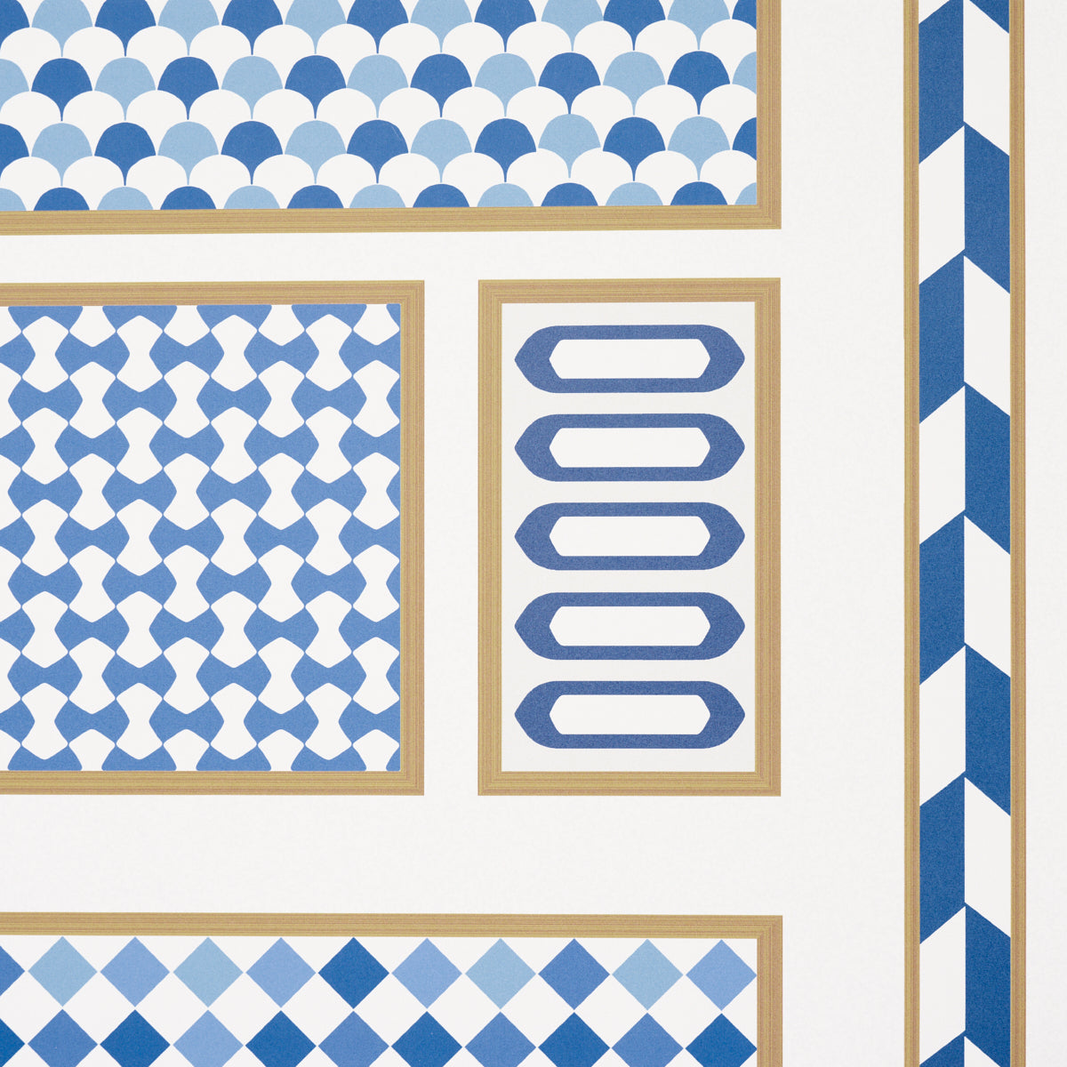 ROBINCHON PANEL B Blue by Schumacher Geometric Wallcovering Panel – Schumacher 5007111