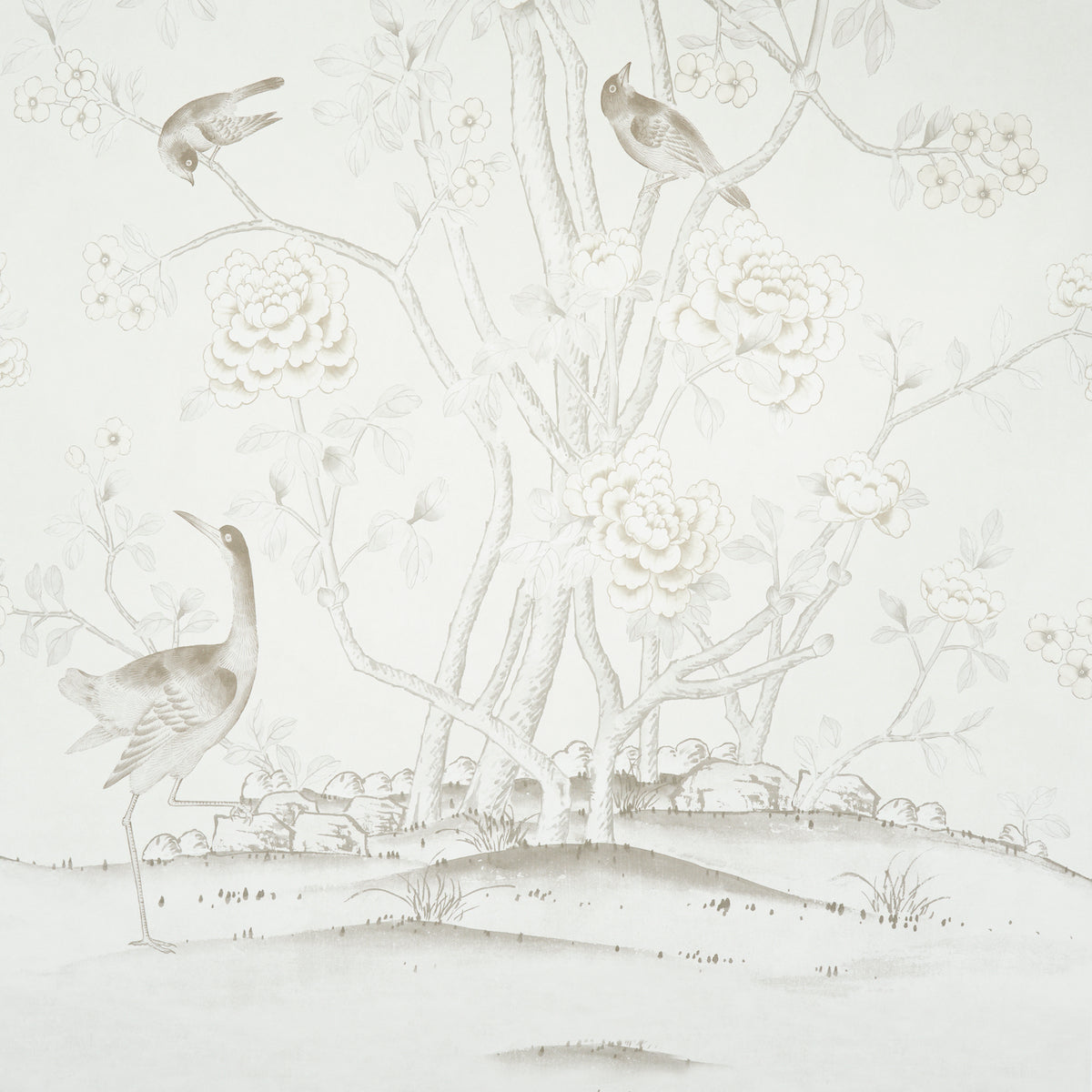 Chinois Palais Panel Neutral by Schumacher Chinoiserie Wallpaper Panel – Schumacher 5007122