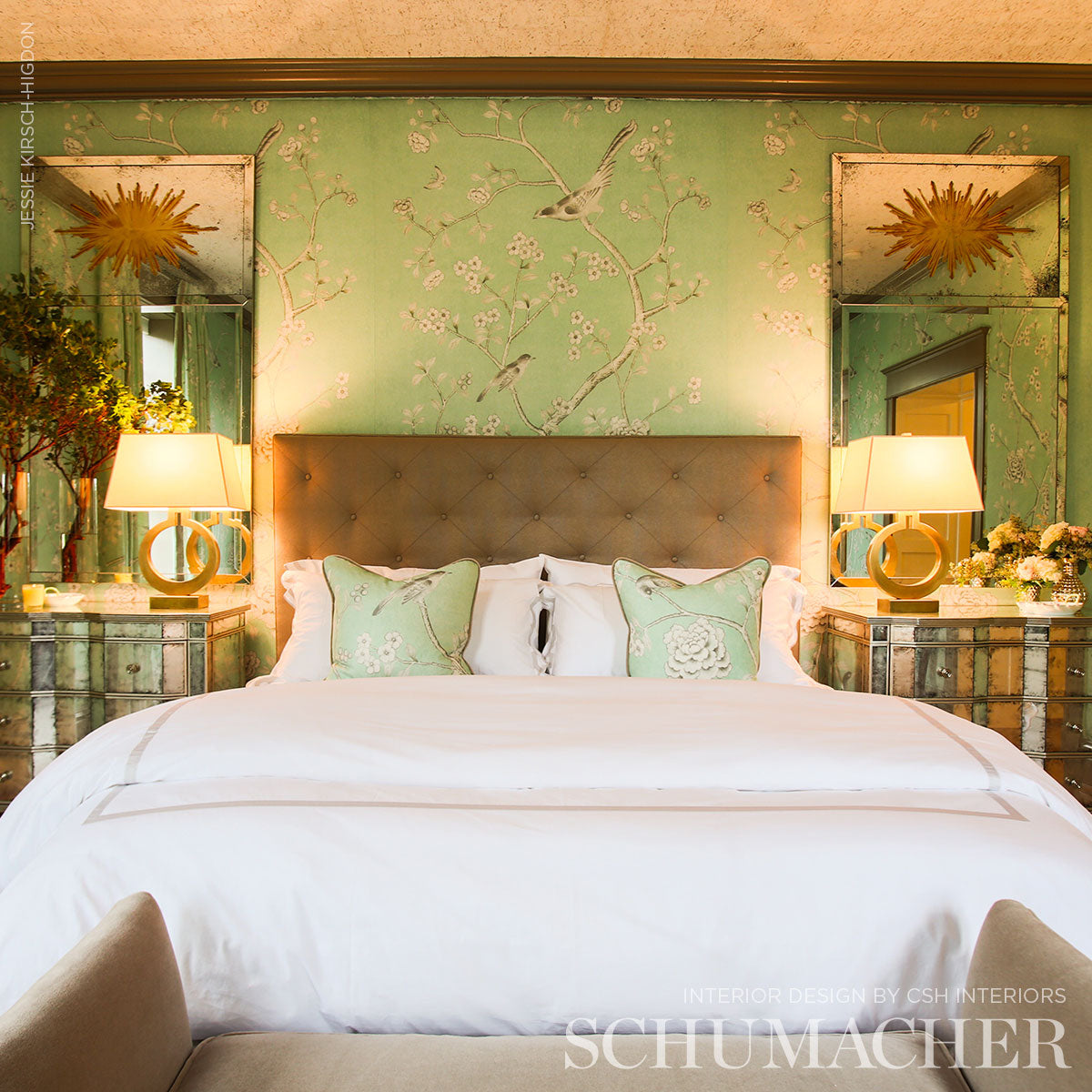 Chinois Palais Panel Aquamarine by Schumacher – Mary McDonald Chinoiserie Wallpaper Panel 5007123