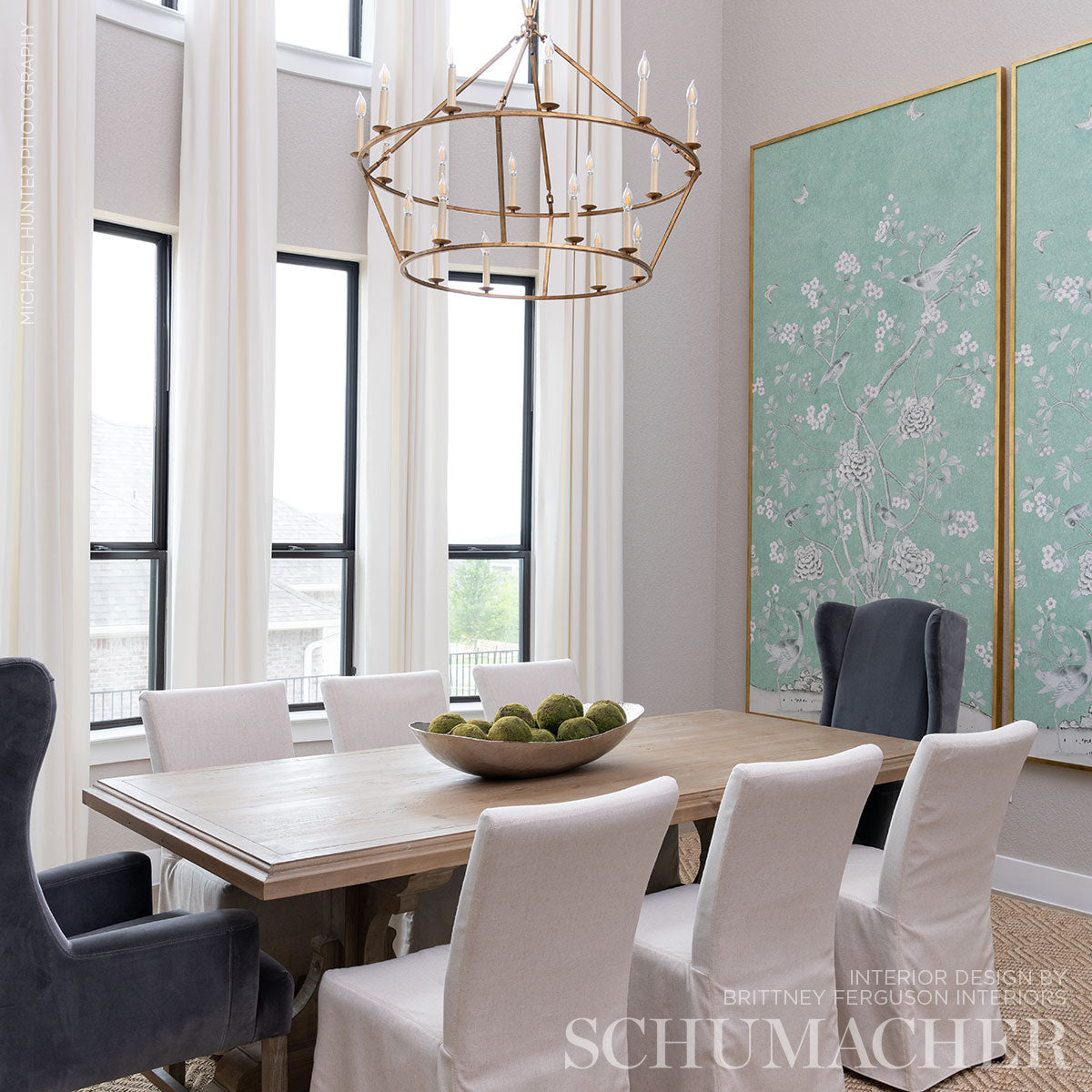 Chinois Palais Panel Aquamarine by Schumacher – Mary McDonald Chinoiserie Wallpaper Panel 5007123