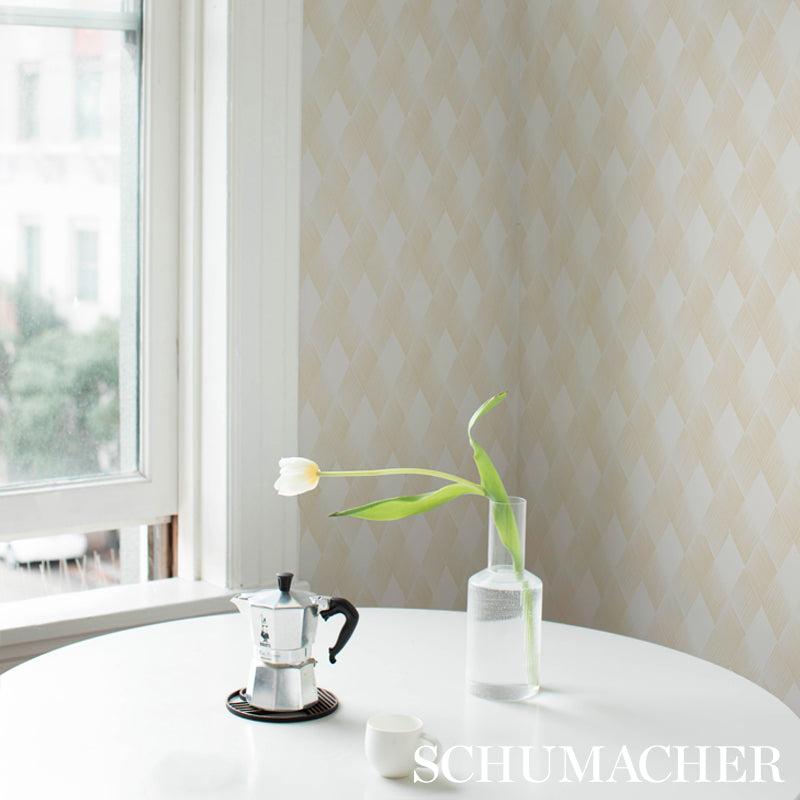 Fetlock Natural by Schumacher Club Cavalier Geometric Wallpaper – Schumacher 5007130