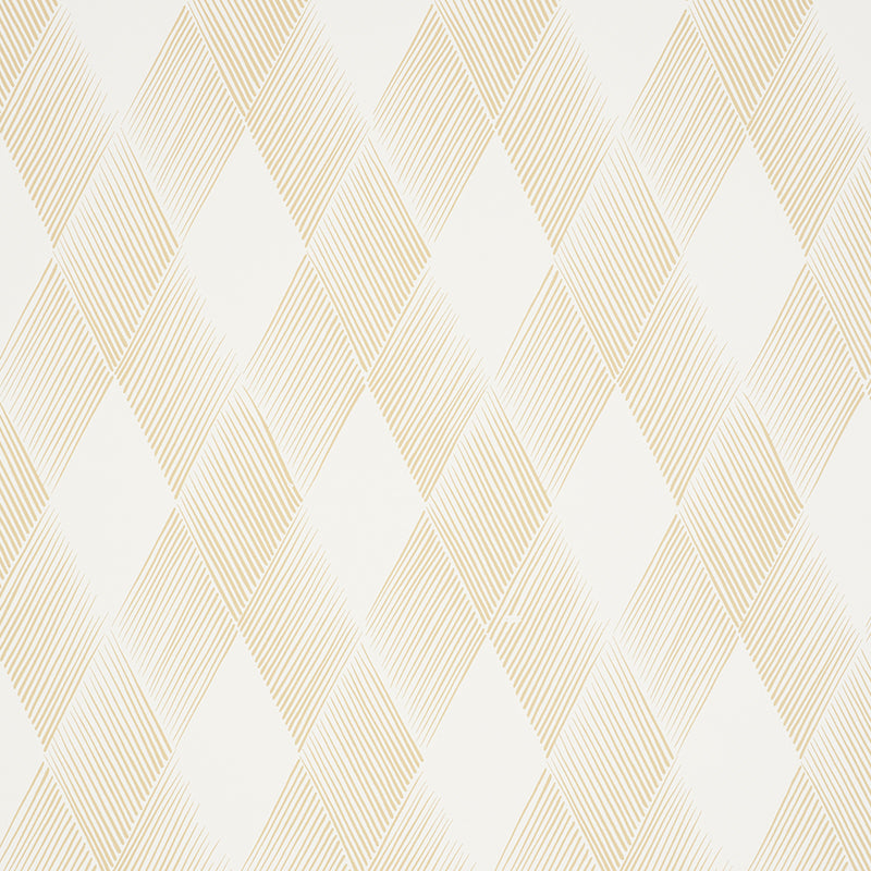 Fetlock wallpaper in Natural from the Club Cavalier collection by Schumacher, featuring a diamond geometric pattern in beige and cream tones.