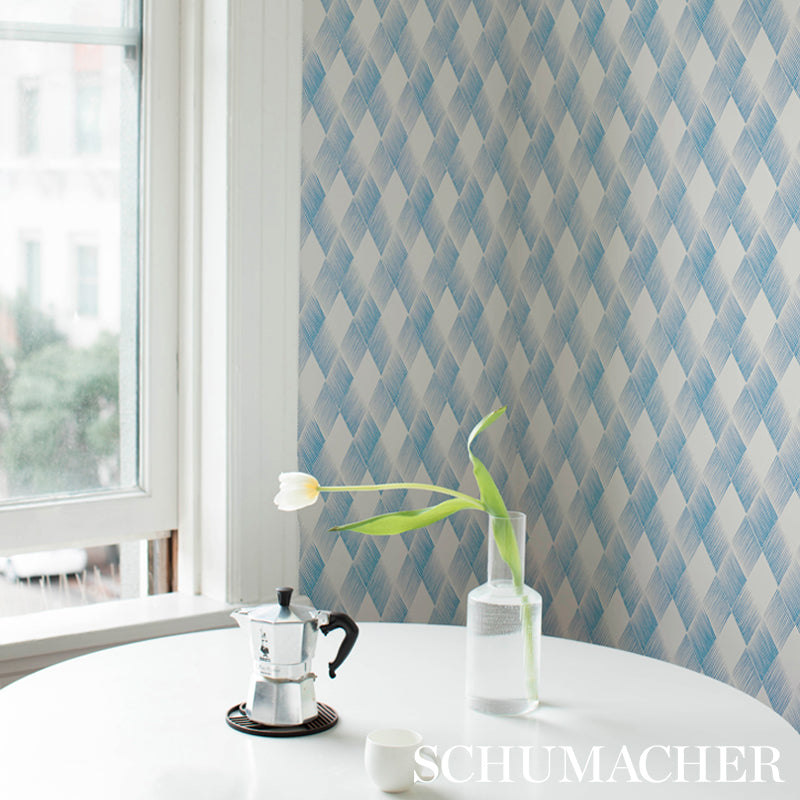 Fetlock Blue Diamond Geometric Wallpaper by Schumacher – Club Cavalier 5007132