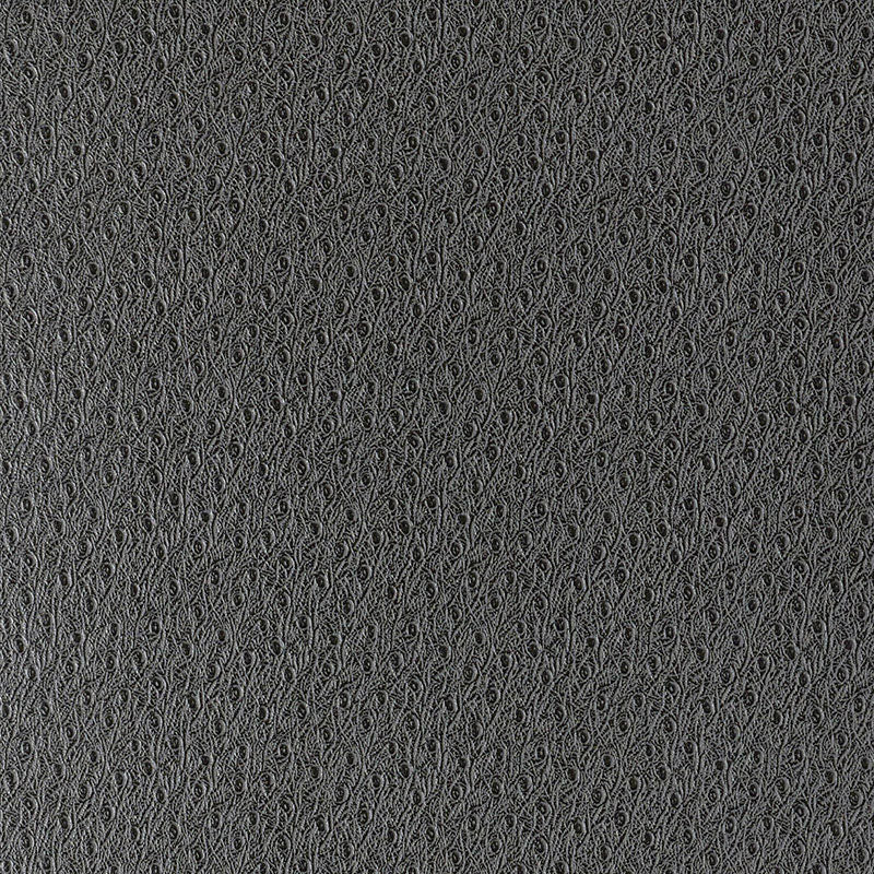 OSTRICH Graphite embossed faux skin wallpaper by Schumacher. Distinctive textured wallcovering in dark grey.