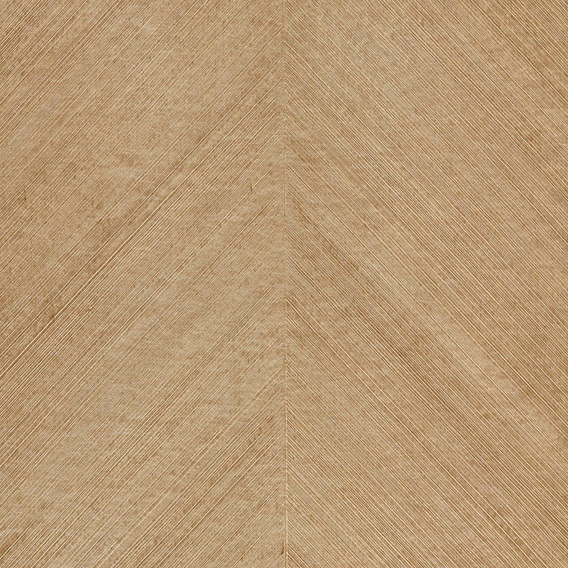 Combed Chevron wallpaper in Maple by Schumacher, featuring a natural chevron stripe design with a wood-like texture.