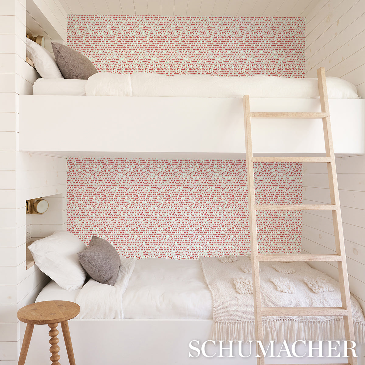 Waves Red by Schumacher Modern Graphic Stripe Wallpaper – Schumacher 5007463