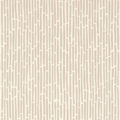 Bamboo Taupe wallpaper by Schumacher, surface printed wallcovering with a lively, graphic bamboo pattern in taupe.