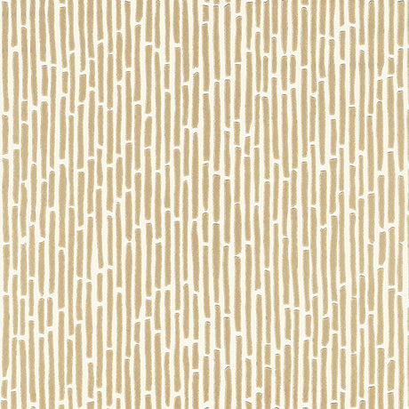 Bamboo gold graphic surface-printed wallpaper by Schumacher, lively and textured wallcovering