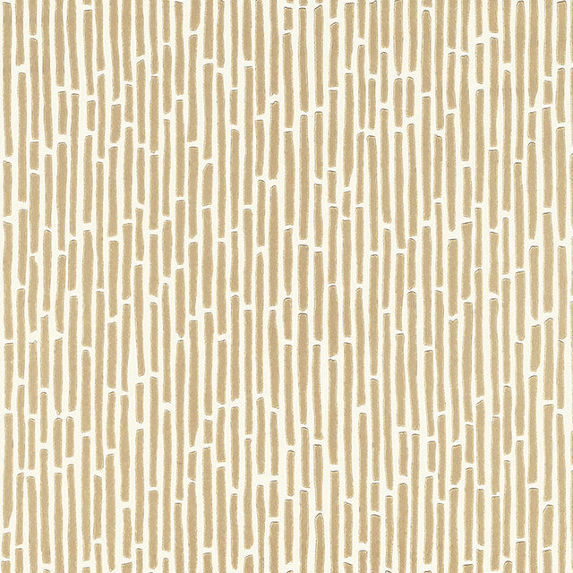 Bamboo gold graphic surface-printed wallpaper by Schumacher, lively and textured wallcovering