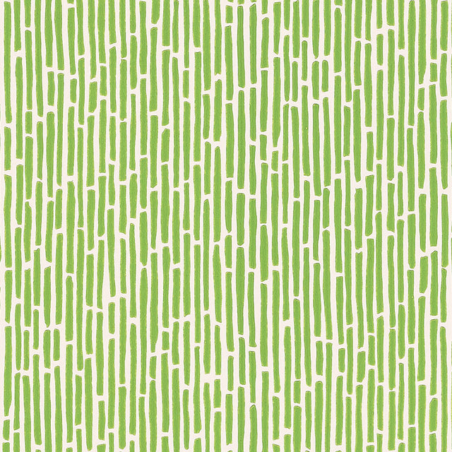 Bamboo Spring by Schumacher - lively green bamboo pattern wallpaper, surface printed for texture and dimension.